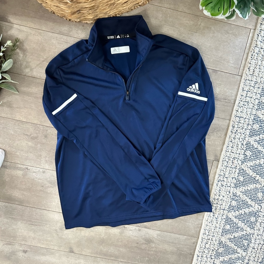 Y2k Adidas Blue Performance Pullover Quarter-Zip … - image 4